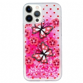 Deksel Til iPhone 15 Pro Sommerfuglglitter