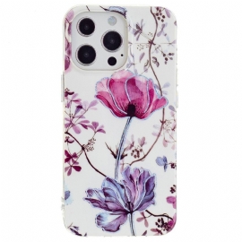 Mobildeksel Til iPhone 15 Pro Blomstermarmor