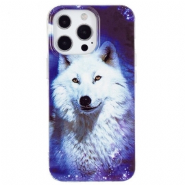 Mobildeksel Til iPhone 15 Pro Fluorescerende White Wolf