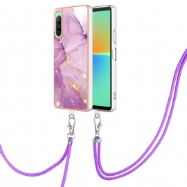 Deksel Til Sony Xperia 10 IV Med Snor Med Marmorsnor