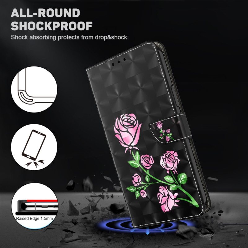 Folio Deksel Google Pixel 9 Pro Strappy Med Blomstertrykk