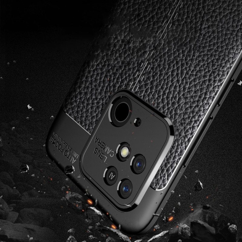 Deksel Til Xiaomi Redmi 10C Dobbel Linje Litchi Leather Effect