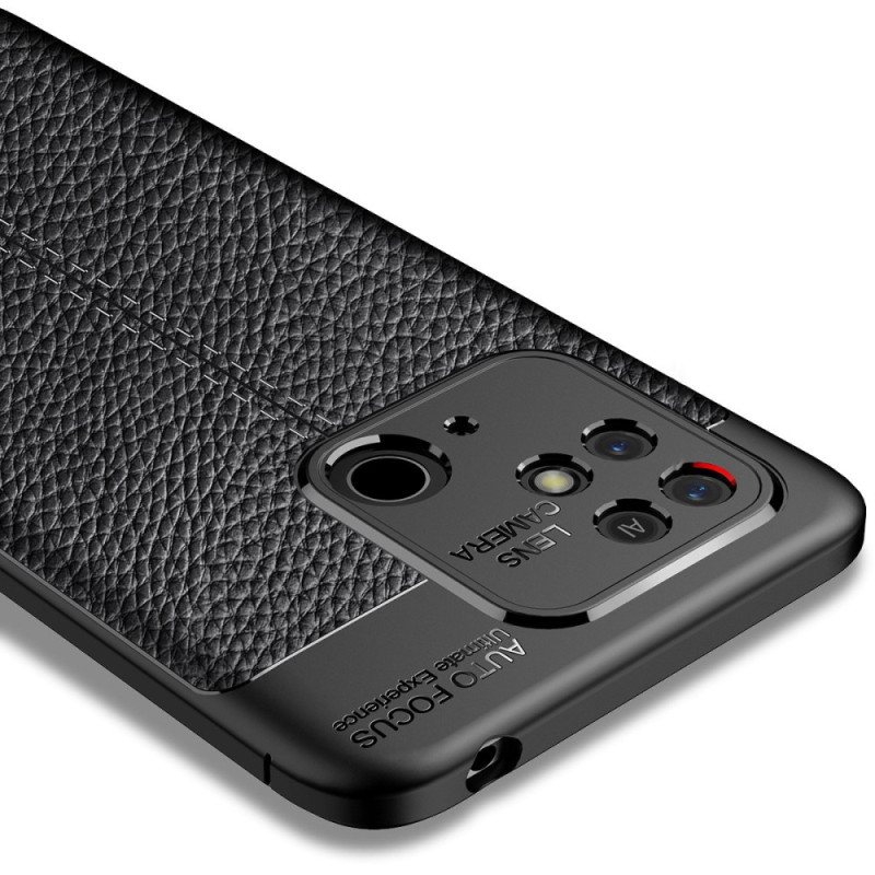 Deksel Til Xiaomi Redmi 10C Dobbel Linje Litchi Leather Effect