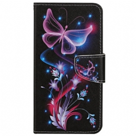 Folio Deksel Til Xiaomi Redmi 10C Med Kjede Strappy Butterfly Dance