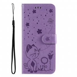 Folio Deksel Til Xiaomi Redmi 10C Med Kjede Strappy Cat And Bees