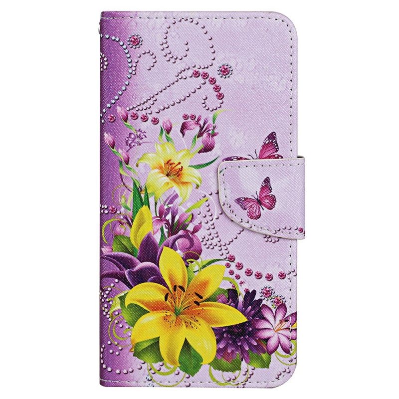 Folio Deksel Til Xiaomi Redmi 10C Med Kjede Strappy Floral Fantasy