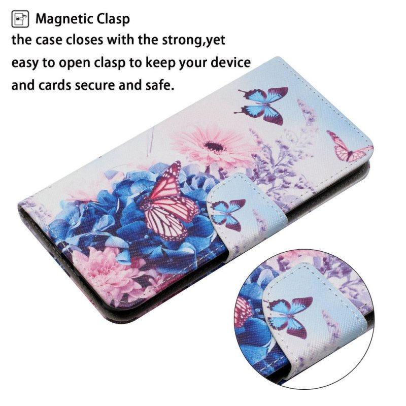 Folio Deksel Til Xiaomi Redmi 10C Med Kjede Strappy Floral Fantasy