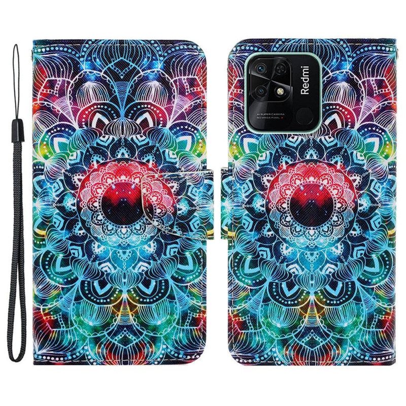 Folio Deksel Til Xiaomi Redmi 10C Med Kjede Strappy Mandala