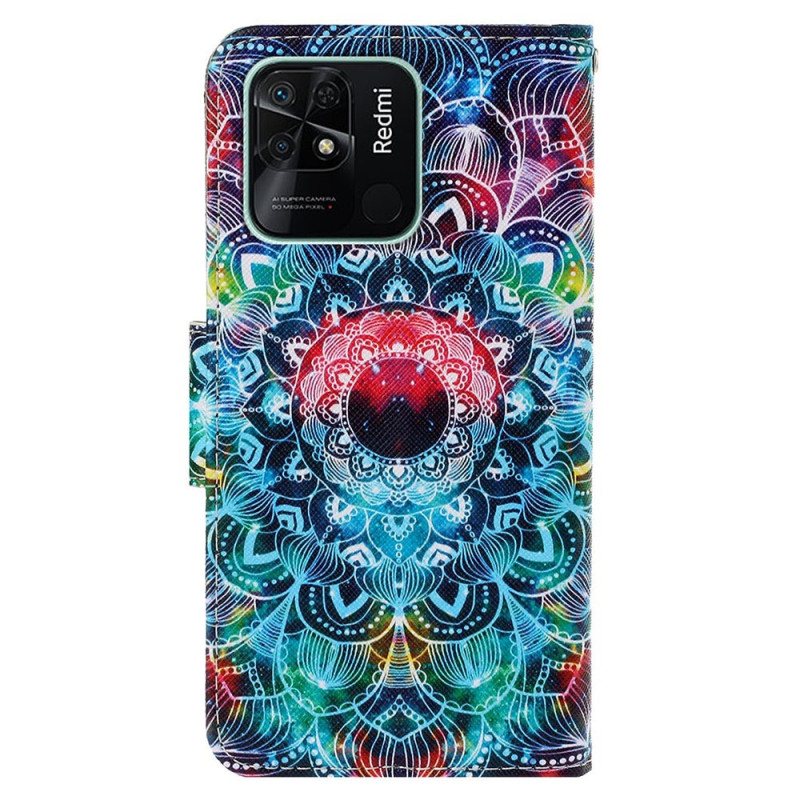 Folio Deksel Til Xiaomi Redmi 10C Med Kjede Strappy Mandala