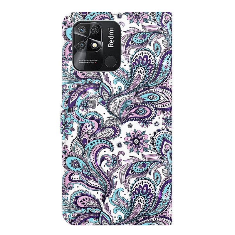 Folio Deksel Til Xiaomi Redmi 10C Med Kjede Strappy Paisley-mønster