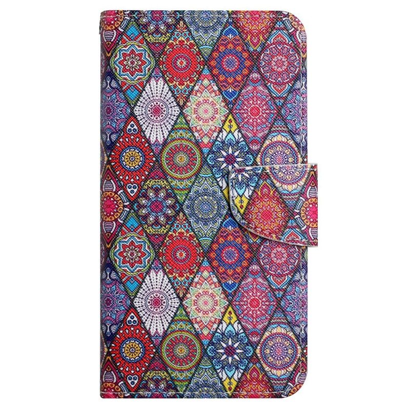 Folio Deksel Til Xiaomi Redmi 10C Med Kjede Strappy Patchwork