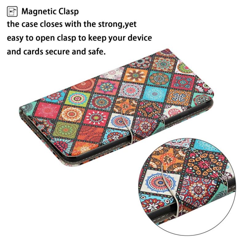 Folio Deksel Til Xiaomi Redmi 10C Med Kjede Strappy Patchwork