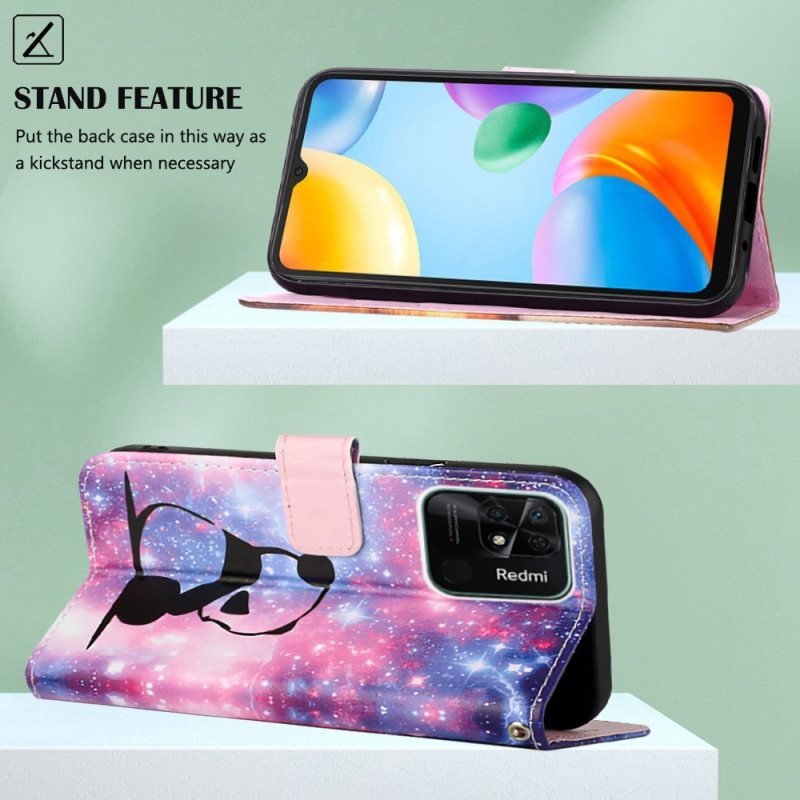 Folio Deksel Til Xiaomi Redmi 10C Med Kjede Strappy Space Panda