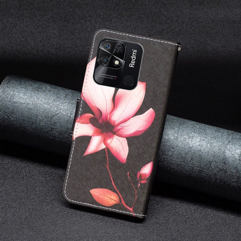 Folio Deksel Til Xiaomi Redmi 10C Rosa Blomst