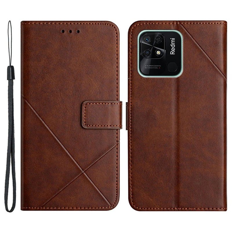 Folio Deksel Til Xiaomi Redmi 10C X Design Geo Leather Style