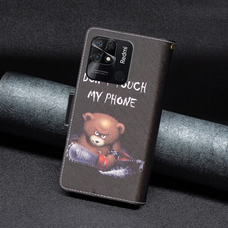 Lærdeksel Til Xiaomi Redmi 10C Dangerous Bear Med Glidelås