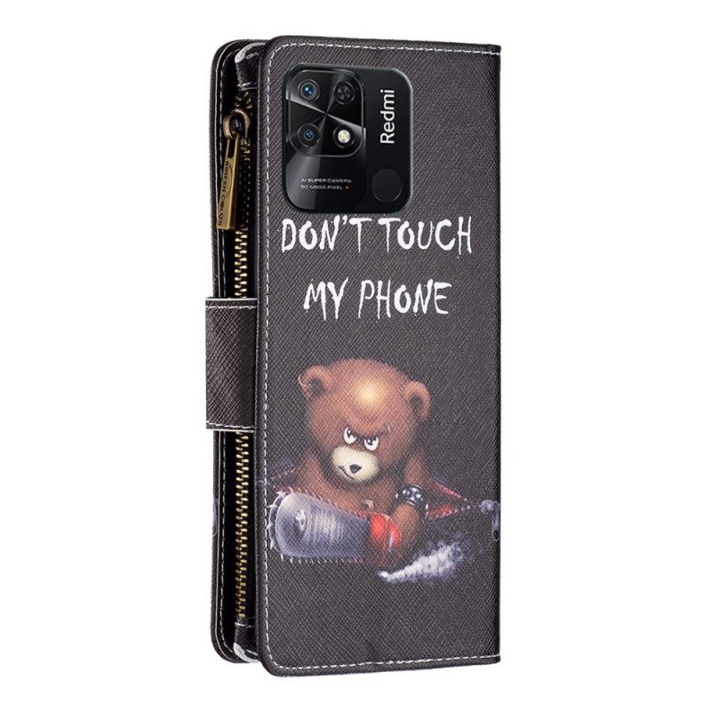 Lærdeksel Til Xiaomi Redmi 10C Dangerous Bear Med Glidelås