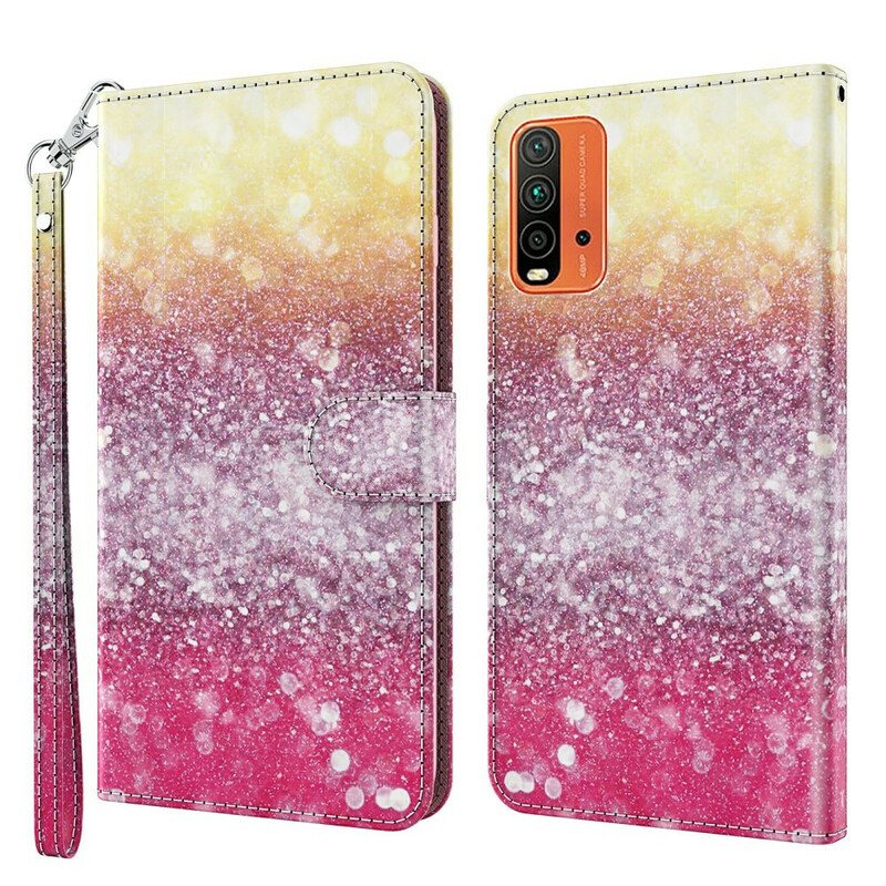 Folio Deksel Til Xiaomi Redmi 9T Magenta Glittergradient