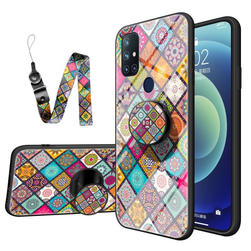 Deksel Til OnePlus Nord N10 Patchwork Magnetisk Holder