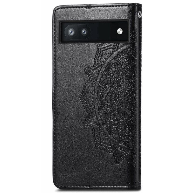 Folio Deksel Til Google Pixel 6A Med Kjede Strappy Sun Mandala