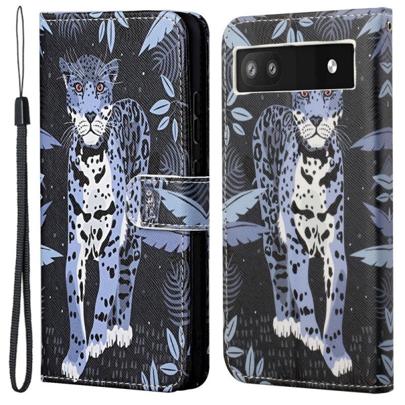 Lærdeksel Til Google Pixel 6A Med Kjede Strappy Leopard