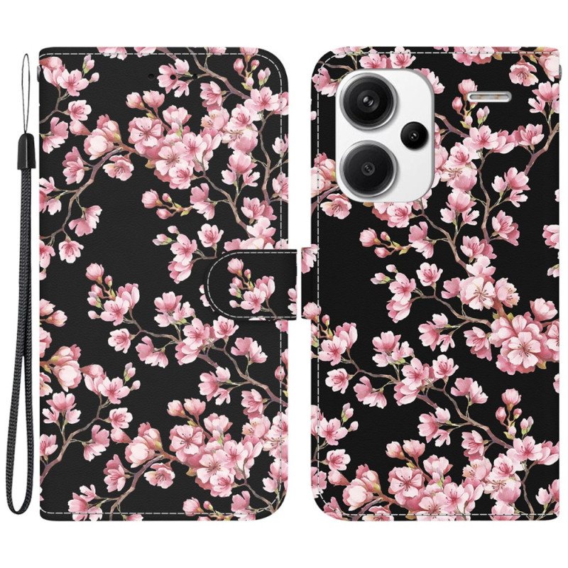 Folio Deksel Xiaomi Redmi Note 13 Pro Plus 5g Plum Blossoms Lommebok Beskyttelse Deksel