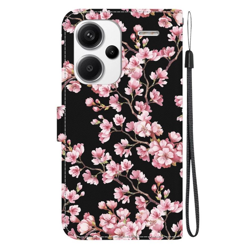 Folio Deksel Xiaomi Redmi Note 13 Pro Plus 5g Plum Blossoms Lommebok Beskyttelse Deksel