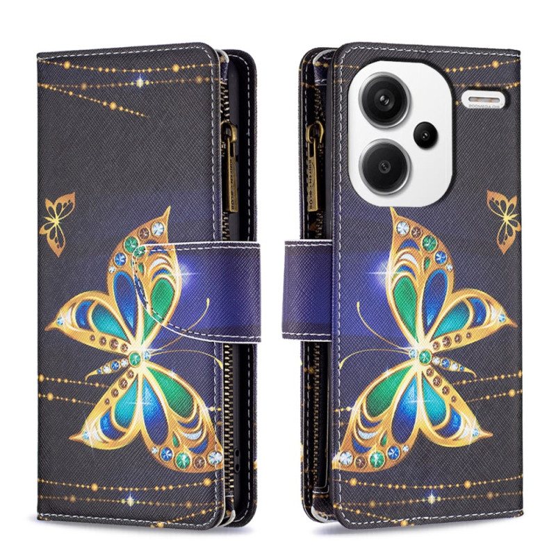 Folio Deksel Xiaomi Redmi Note 13 Pro Plus 5g Rhinestone Butterflies Wallet