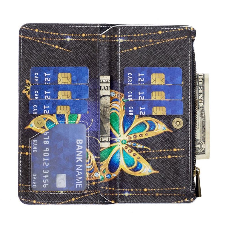 Folio Deksel Xiaomi Redmi Note 13 Pro Plus 5g Rhinestone Butterflies Wallet