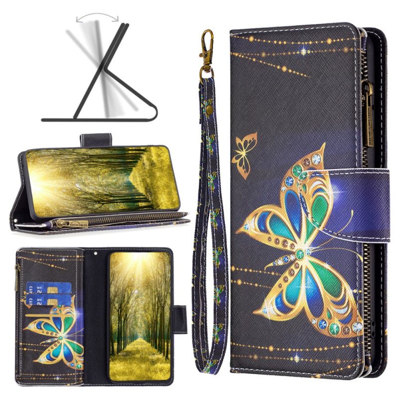 Folio Deksel Xiaomi Redmi Note 13 Pro Plus 5g Rhinestone Butterflies Wallet