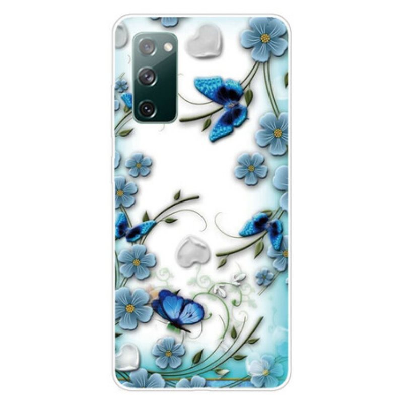 Deksel Til Samsung Galaxy S20 FE Sømløse Retro Sommerfugler Og Blomster