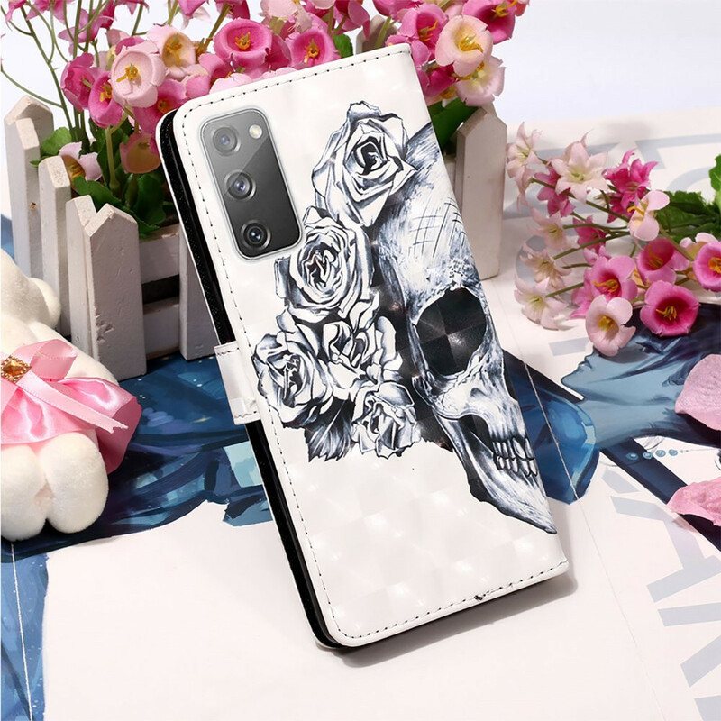 Folio Deksel Til Samsung Galaxy S20 FE Blomsterskalle