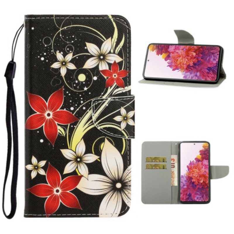 Folio Deksel Til Samsung Galaxy S20 FE Med Kjede Fargerike Strappy Blomster