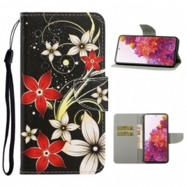 Folio Deksel Til Samsung Galaxy S20 FE Med Kjede Fargerike Strappy Blomster