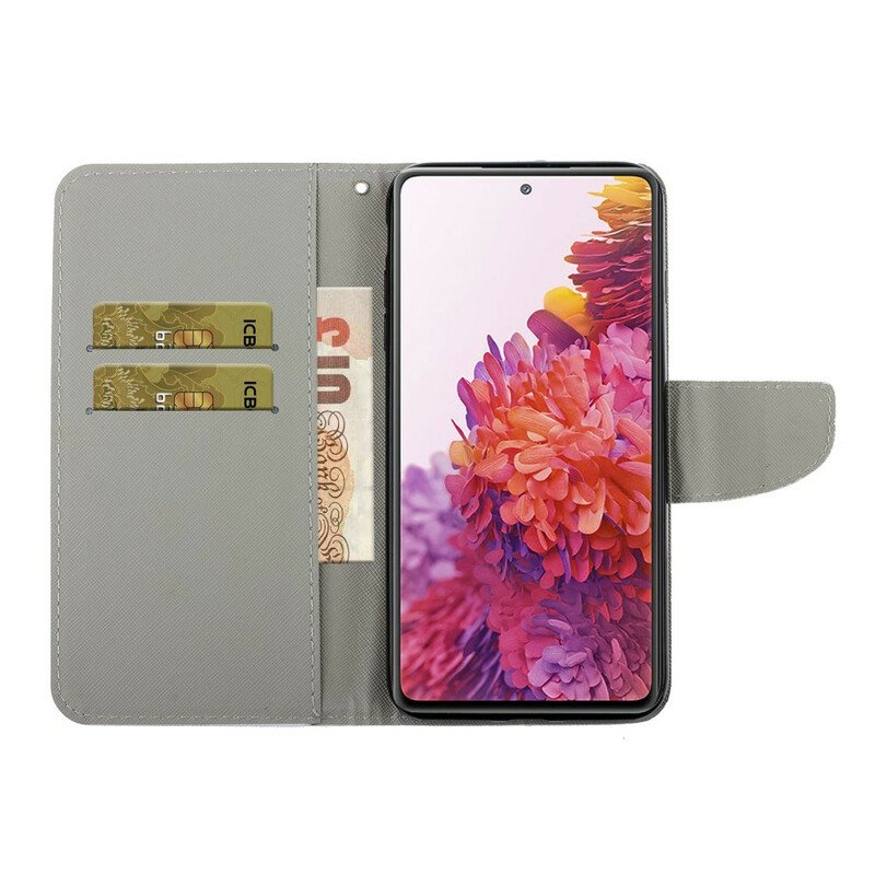 Folio Deksel Til Samsung Galaxy S20 FE Med Kjede Fargerike Strappy Blomster