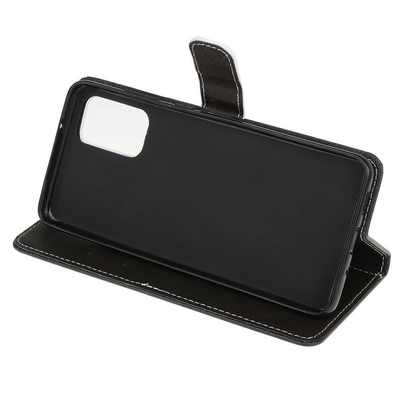 Folio Deksel Til Samsung Galaxy S20 FE Med Kjede Strappy Black Cat Eyes