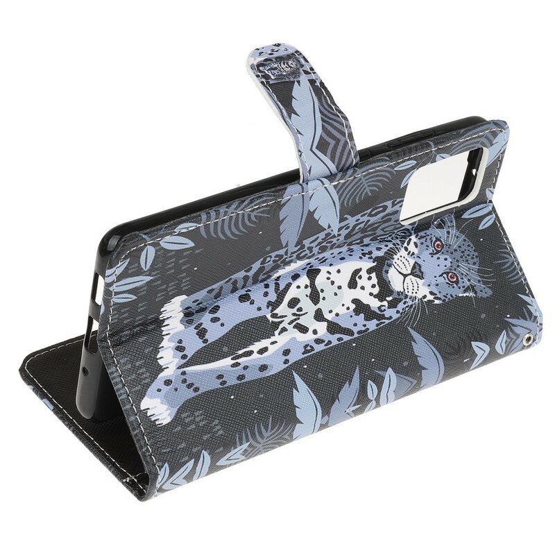 Folio Deksel Til Samsung Galaxy S20 FE Med Kjede Strappy Leopard