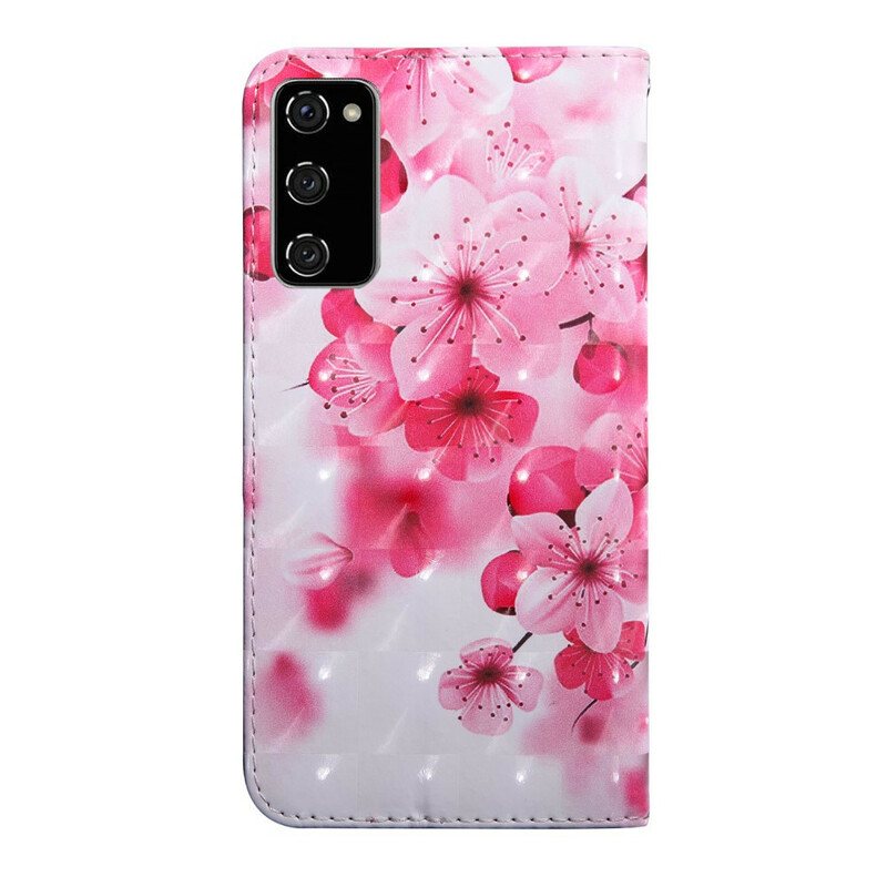 Folio Deksel Til Samsung Galaxy S20 FE Rosa Blomster