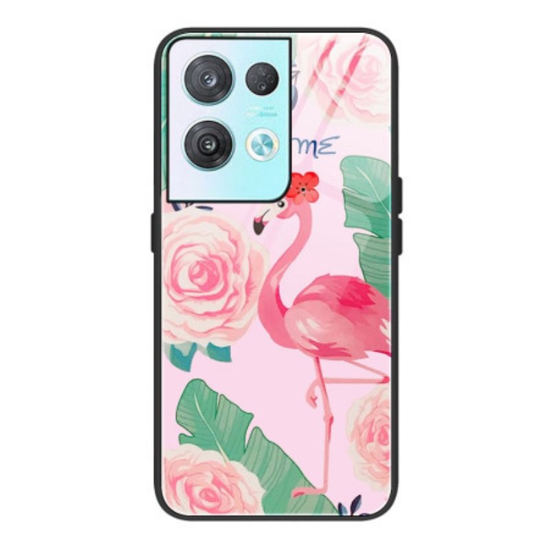 Deksel Til Oppo Reno 8 Pro Flamingo Herdet Glass