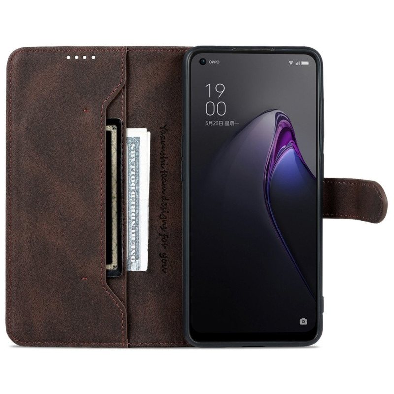 Folio Deksel Til Oppo Reno 8 Pro Azns Vintage Skinneffekt