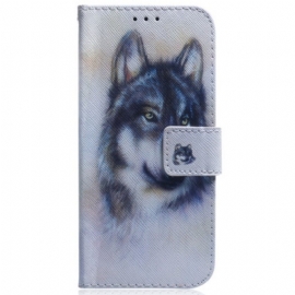 Folio Deksel Til Oppo Reno 8 Pro Med Kjede Strappy Akvarellhund