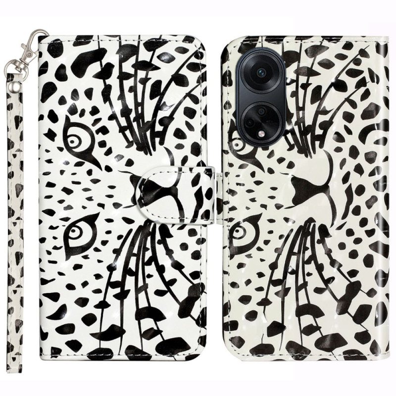 Folio Deksel Oppo A98 5g Leopardhode Med Stropp Beskyttelse Deksel