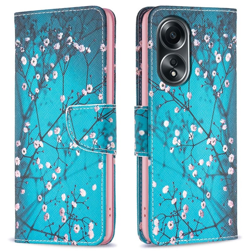 Folio Deksel Oppo A98 5g Plommeblomster