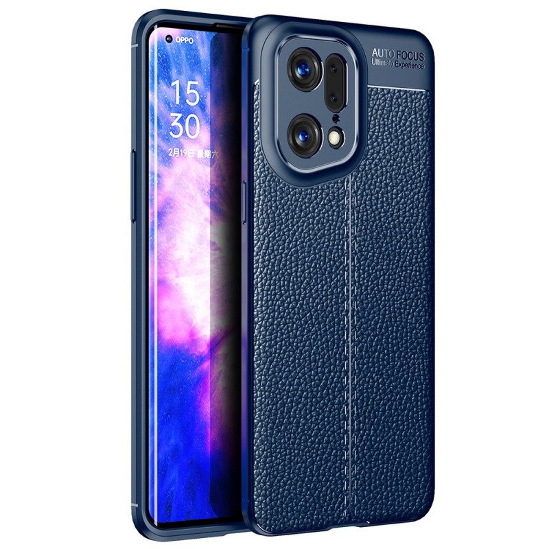 Deksel Til Oppo Find X5 Pro Dobbel Linje Litchi Leather Effect