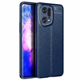 Deksel Til Oppo Find X5 Pro Dobbel Linje Litchi Leather Effect