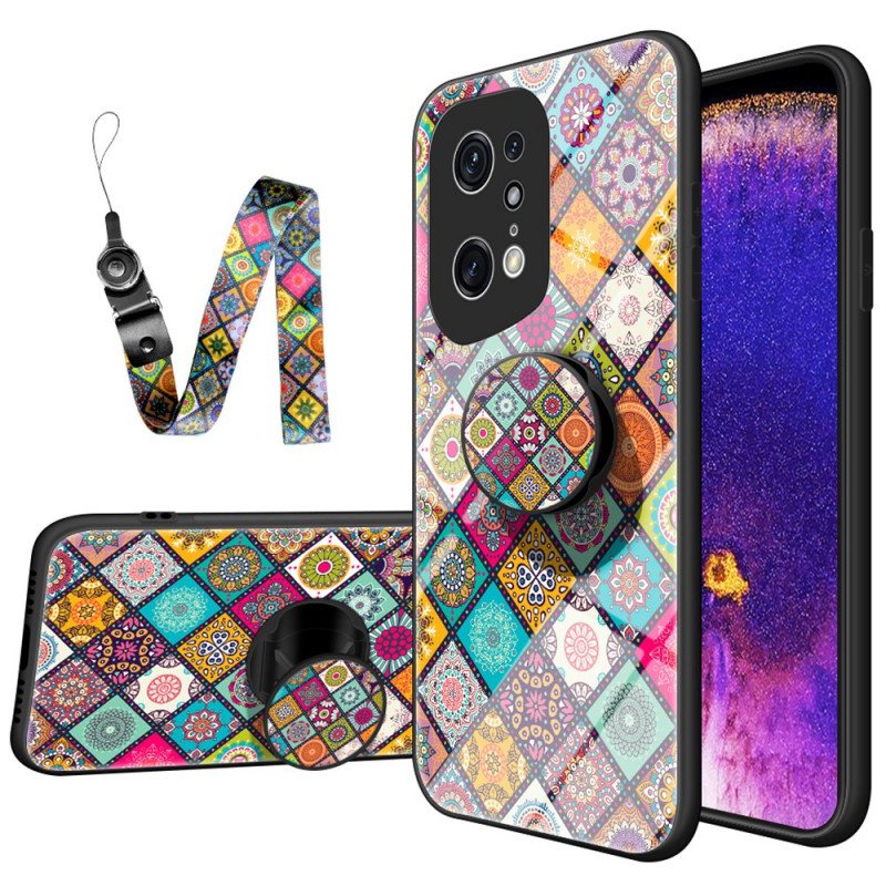 Deksel Til Oppo Find X5 Pro Patchwork Magnetisk Holder