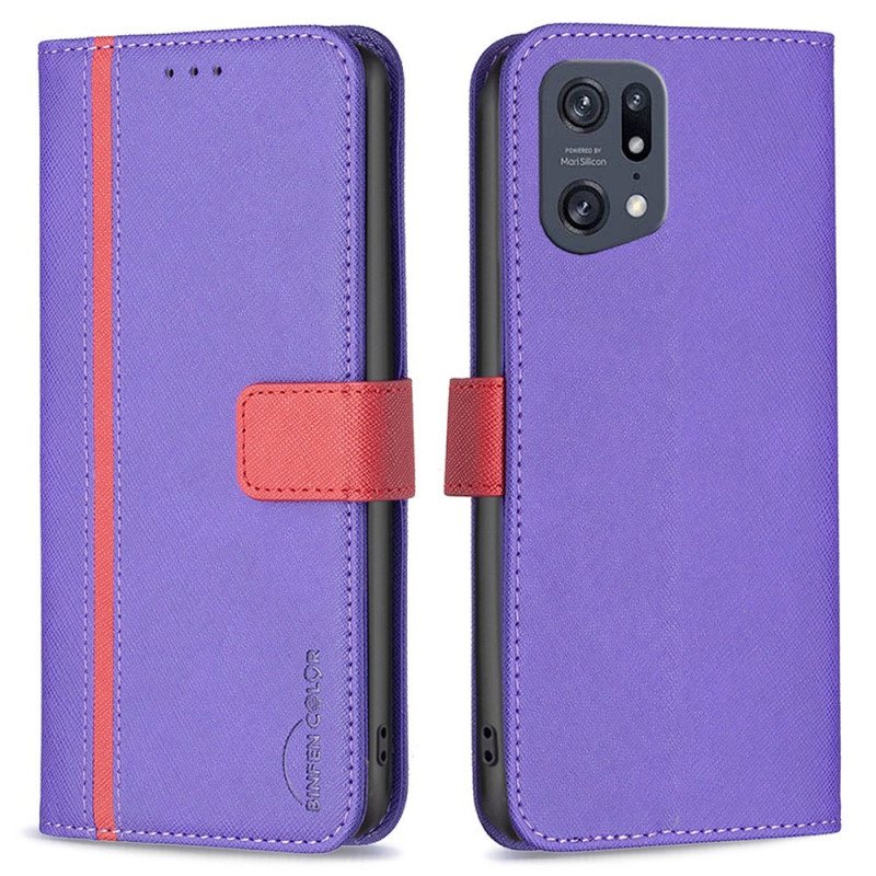 Folio Deksel Til Oppo Find X5 Pro Faux Leather Tetxuré Binfen Farge