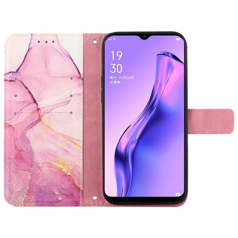 Folio Deksel Til Oppo Find X5 Pro Med Kjede Strip Marmor