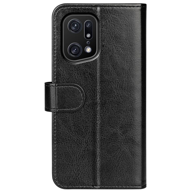 Folio Deksel Til Oppo Find X5 Pro Vintage Kunstskinn