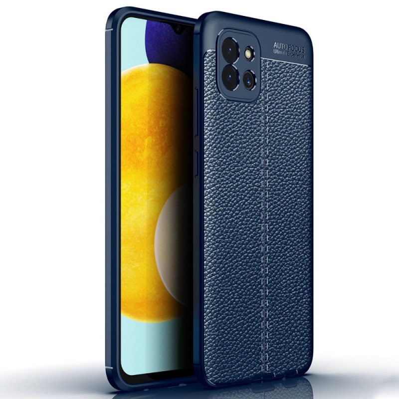 Deksel Til Samsung Galaxy A03 Dobbel Linje Litchi Leather Effect